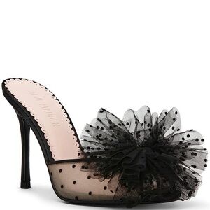 NIB! SOLD OUT! Steve Madden Black Mesh Bow Heels Pin Point Polka Dot Fluffy